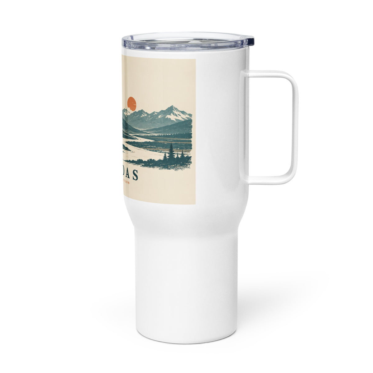 Renidas Mountain Stillness Travel Tumbler, left side view