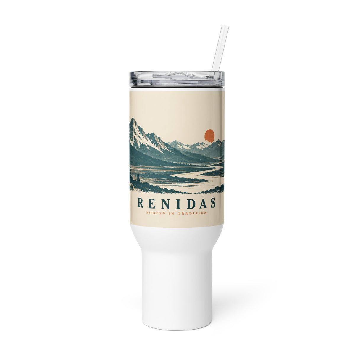 Renidas Mountain Stillness Travel Tumbler, front view