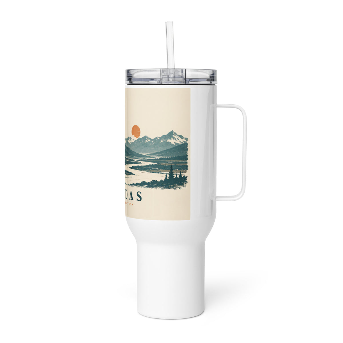 Renidas Mountain Stillness Travel Tumbler, left side view