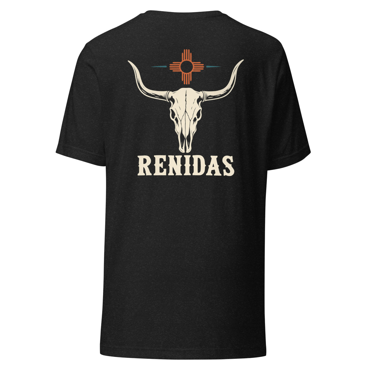 Renidas Heritage Longhorn Tee in Black Heather, back view