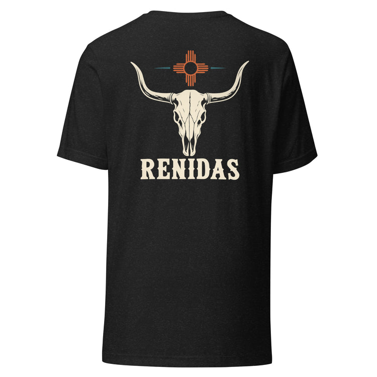 Renidas Heritage Longhorn Tee in Black Heather, back view